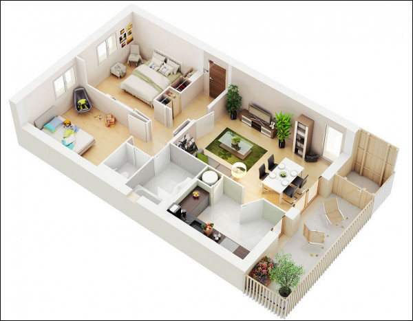 Thiết kế căn hộ có hai phòng ngủ với 24 ý tưởng