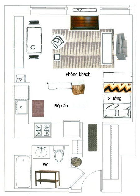 bố trí căn hộ nhỏ