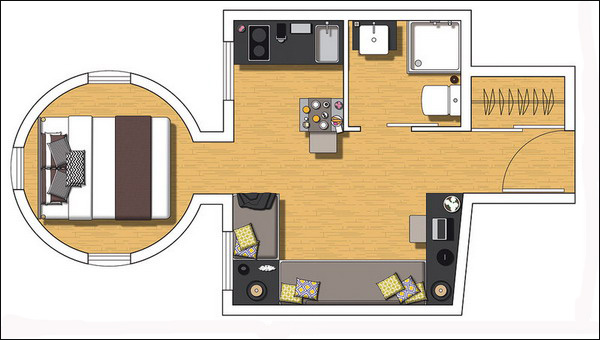 bố trí căn hộ 20m2