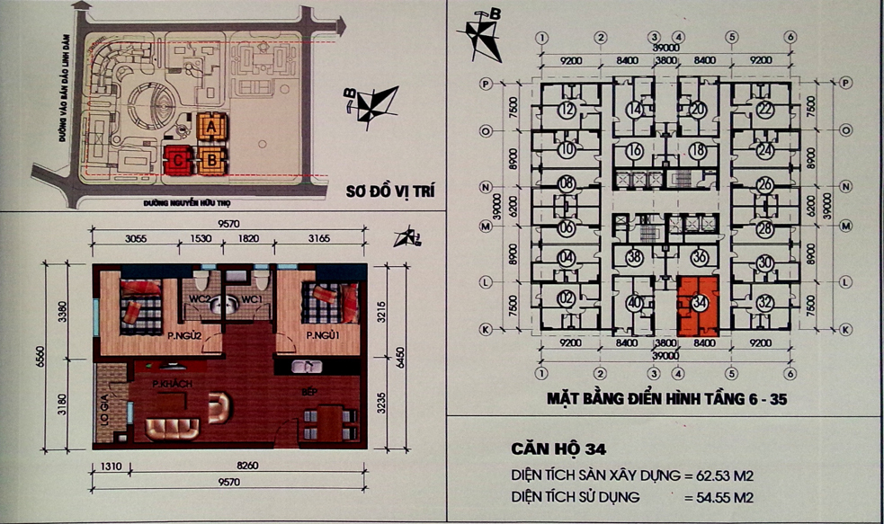 Tư vấn cải tạo căn hộ 54,55m2 thêm 1 phòng ngủ