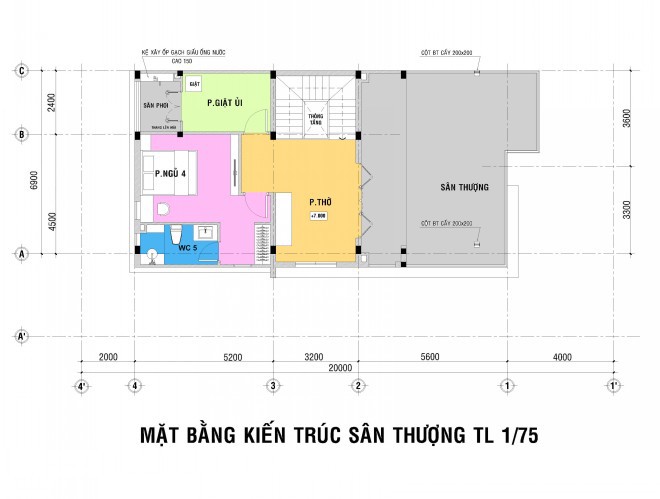 mặt bằng kiến trúc sân thượng