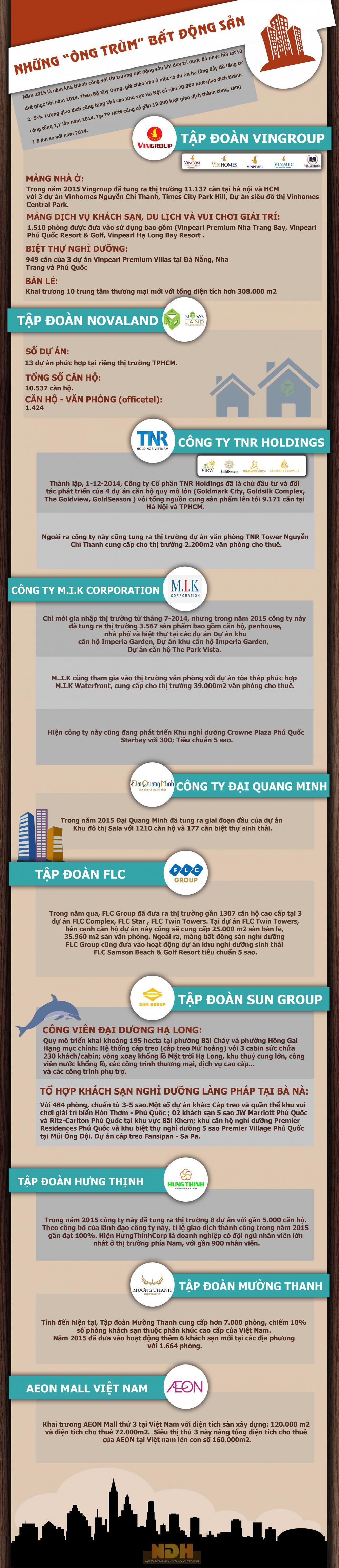 Infographics: Những 'ông trùm' địa ốc năm 2015