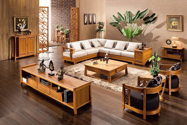 sofa gỗ hình chữ L