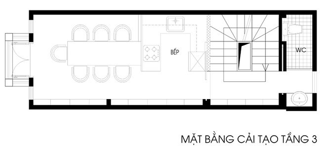 mặt bằng tầng 3 nhà ống