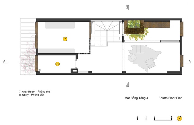 Mặt bằng tầng 4 nhà ống.