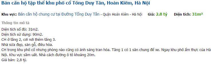 rao bán nhà phố cổ, giá nhà nát