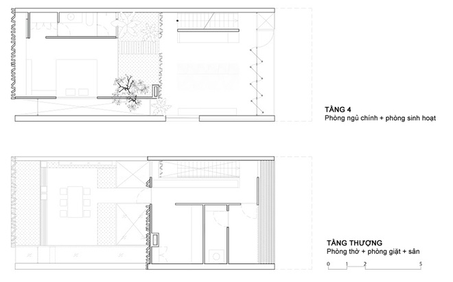 Mặt bằng tầng 4 và tầng thượng