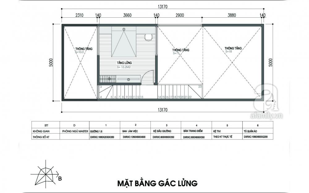 ​Mặt bằng gác lửng.