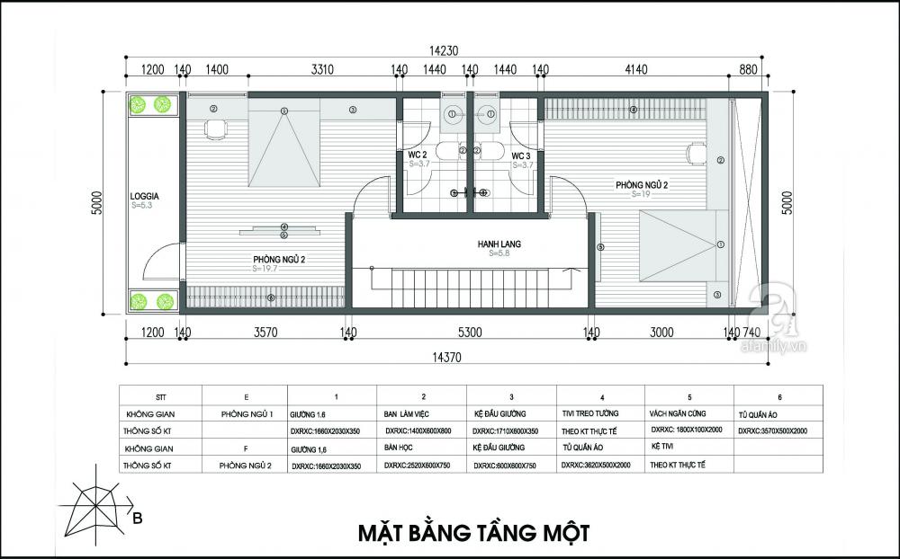 Mặt bằng tầng một.