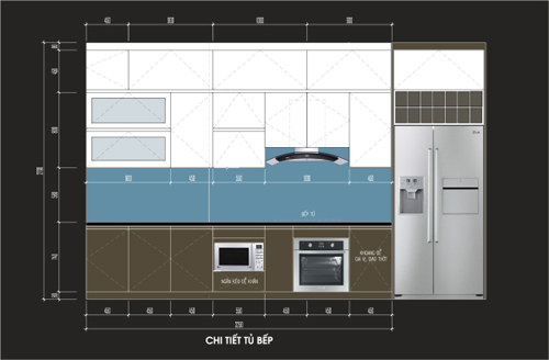 Bản vẽ thiết kế tủ bếp.
