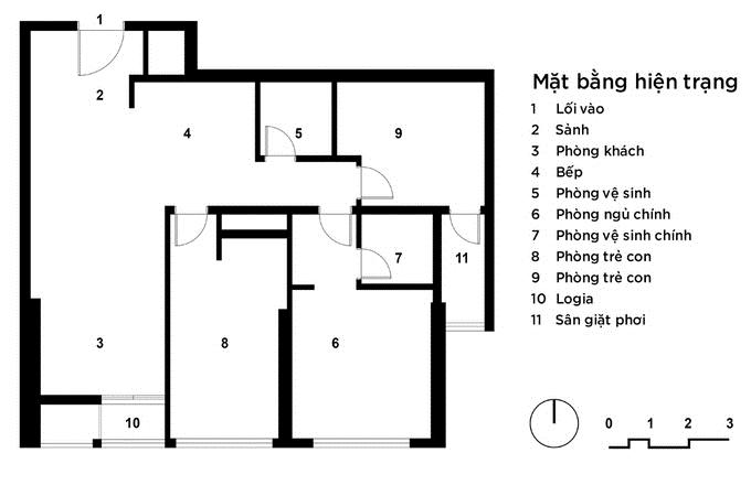 Mặt bằng căn hộ trước cải tạo