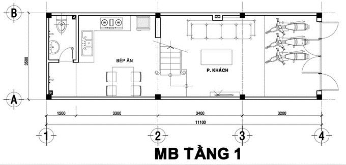 Mặt bằng thiết kế tầng 1