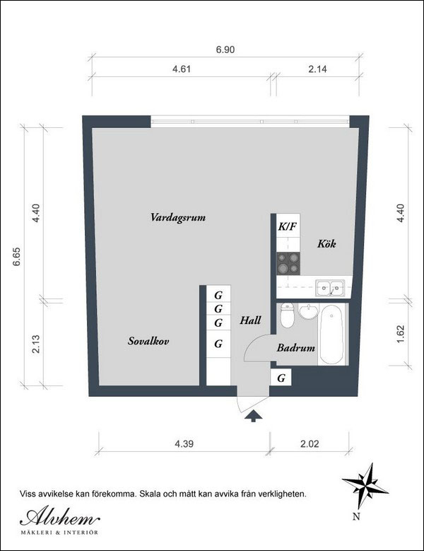 căn hộ 44m2 đẹp