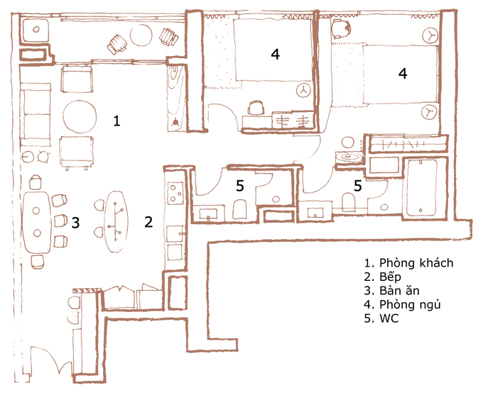 nội thất căn hộ 76m2