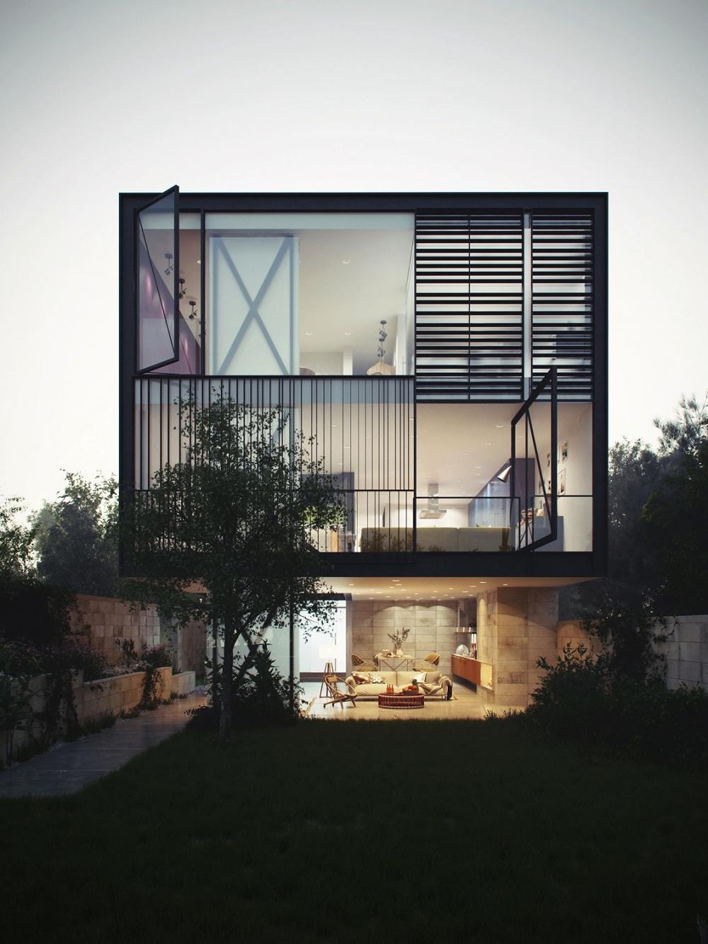 Ấn tượng với thiết kế ngôi nhà 2 tầng bằng kính