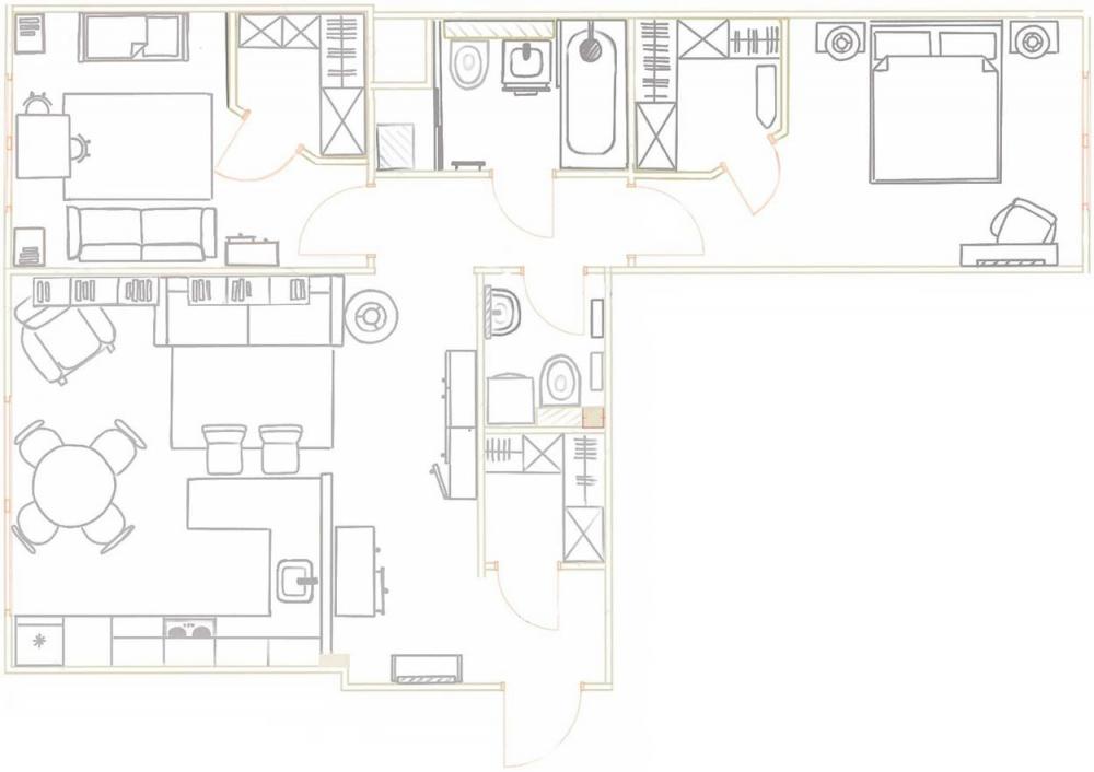 Toàn bộ sơ đồ bố trí không gian căn hộ