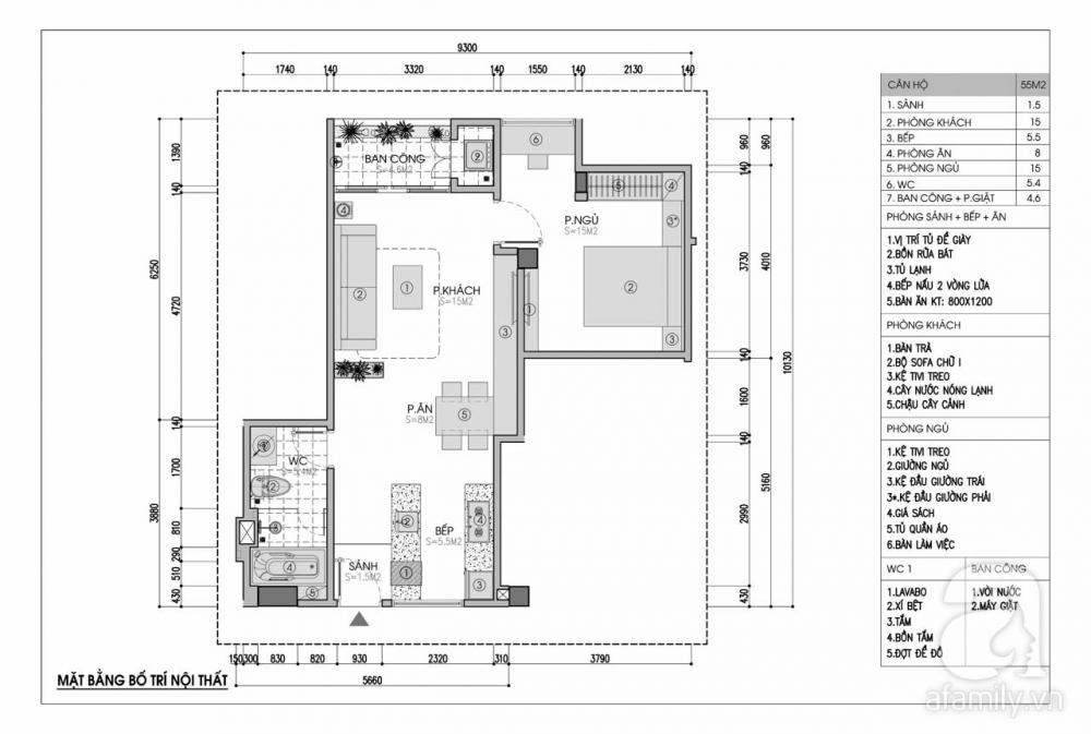 Tư vấn thiết kế nội thất căn hộ studio 55m2 với chi phí chưa đến 123 triệu