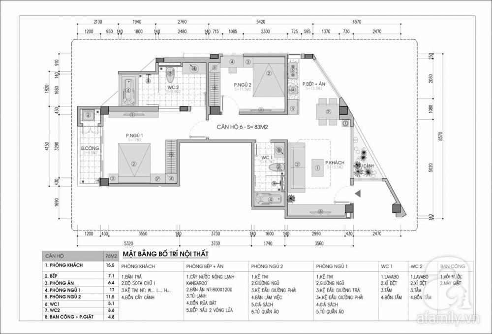 Tư vấn thiết kế nội thất căn hộ 76m2 với chi phí 150 triệu đồng