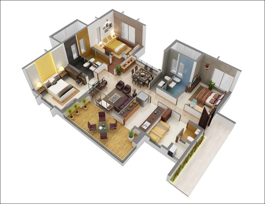 8 mẫu thiết kế căn hộ 3 phòng ngủ cực thông minh cho gia đình đa thế hệ