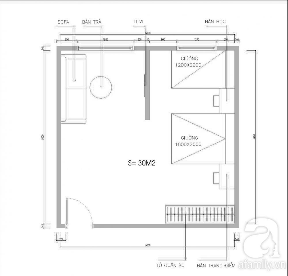 Bố trí nội thất căn phòng 30m2 cho gia đình 4 người thế nào cho hợp lý?