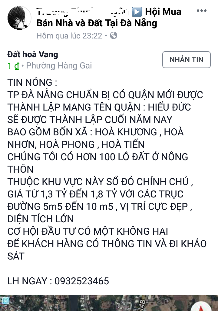 môi giới thổi giá đất Đà Nẵng