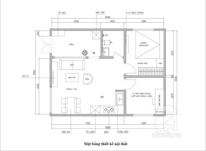 mặt bằng nhà cấp 4 hiện đại