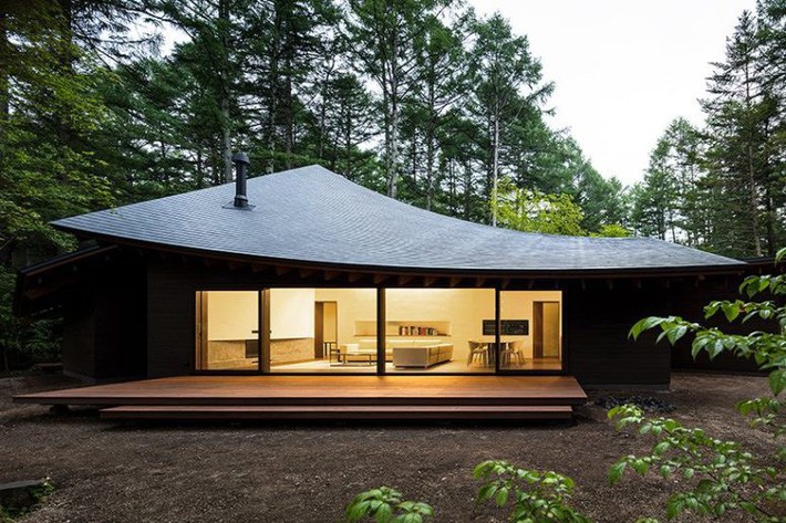 Ngôi nhà có phần mái đặc biệt giữa rừng cây ở Nhật Bản