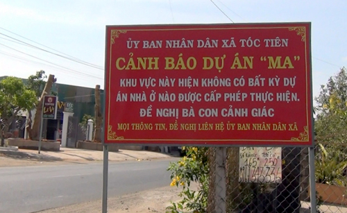 biển cảnh báo dự án ma tại xã Tóc Tiên