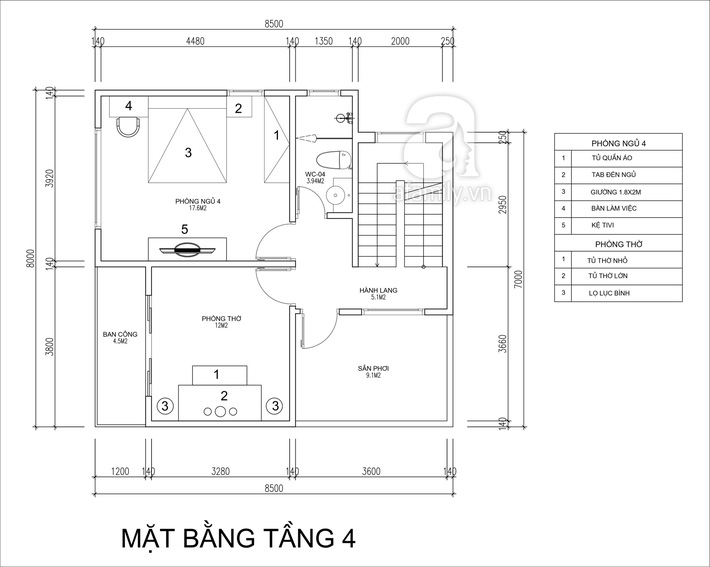 tầng 4 ngôi nhà 49m2