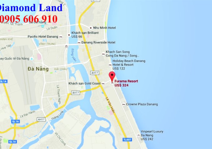 Diamond Land nhận đặt chỗ tòa Nam Ariyana Furama Condotel Đà Nẵng 