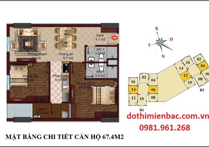 Chính chủ bán gấp căn góc 1602 tòa B2 chung cư B1-B2 Tây Nam Linh Đàm. Lh: 0981961268
