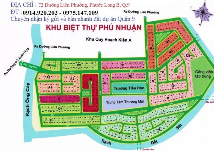 Khu dân cư Phú Nhuận, Phước Long B, Q9, cần bán nhanh những nền đất sau