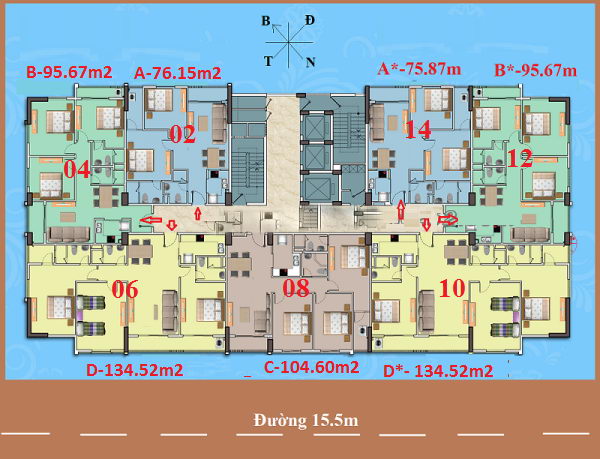Nhượng lại căn hộ tầng 14 diện tích 134.52m2, 3PN chung cư A1CT2 Tây Nam Linh Đàm