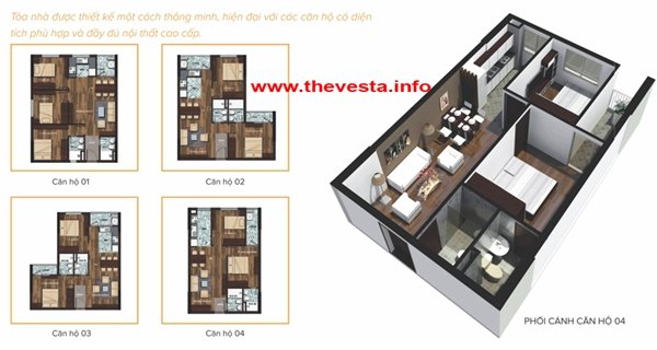 Bán căn hộ 2PN thương mại tại The Vesta, phường Phú Lãm, quận Hà Đông, DT 61.10m2 (giá 910tr) 0972.899.510