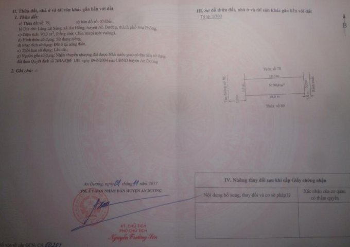 Bán đất thôn Lê Sáng, xã An Hồng, An Dương, Hải Phòng, giá 300 triệu