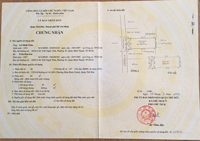 Nhà số 57/5/10 đường số 18 Phường Hiệp Bình Chánh, giá 2.05 tỷ, [ Chính Chủ].