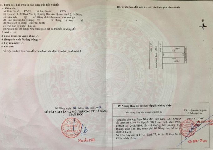 Bán đất tại đường Nguyễn Quyền, Cẩm Lệ, Đà Nẵng. Diện tích 90m2, giá 1 tỷ 390 triệu