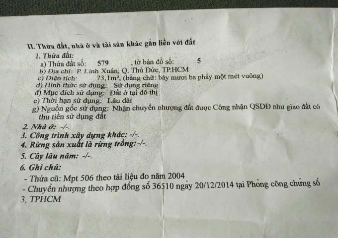 bán đất hẻm 520 ql13,hiệp bình phước, thủ đức 84m2 gía 2,14 tỷ