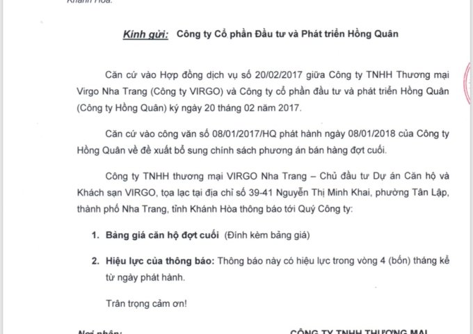 Mở bán đợt cuối căn hộ Virgo Nha Trang, LH 0973031157