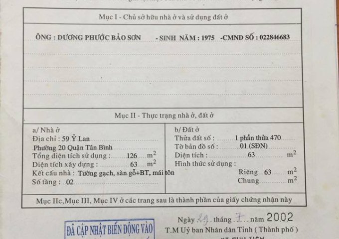 Bán gấp căn góc 67A Ỷ Lan, phường Hiệp Tân, quận Tân Phú