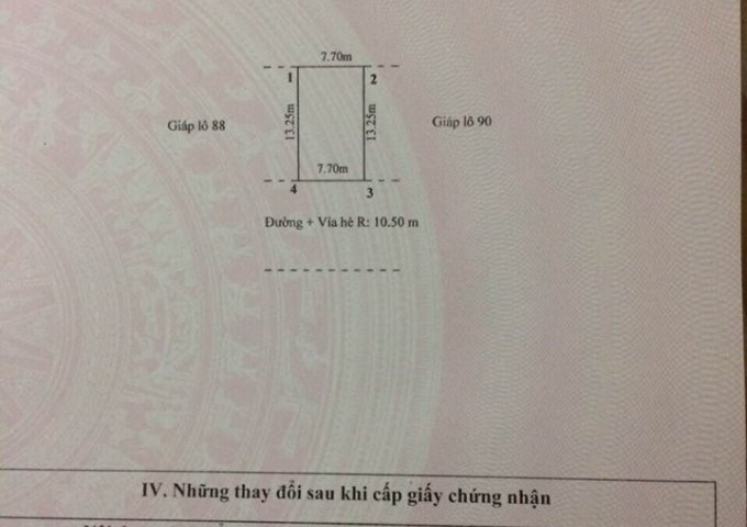 Bán đất tái định cư Vsip Thủy Nguyên, DT 102m2, giá 15tr/m2, 0934 338 111