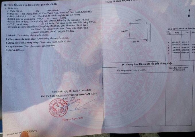 Bán đất tại phường Cam Thành Nam, Cam Ranh, Khánh Hòa