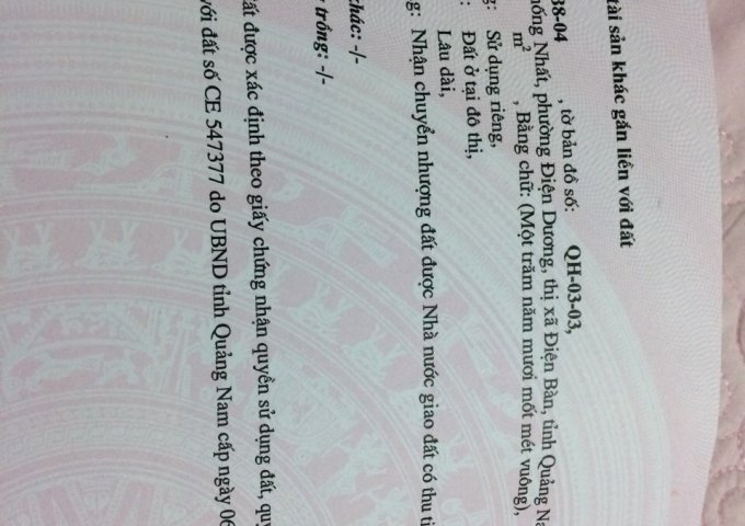   Bán đất tại Dự án Coco River Garden, Điện Bàn, Quảng Nam diện tích 151m2 giá 1.6 Tỷ