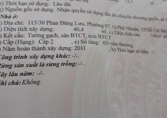 Bán nhà hẻm 115 Phan Đăng Lưu, P7, Phú Nhuận, DT 3,6 x 12, 2 lầu, sân thượng, giá 4,95 tỷ