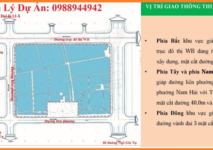 Đất Mặt Đường World Bank Gần Sân Bay Cát Bi Giá Chỉ Từ 10tr/m2 _ Liên Hệ  0988944942