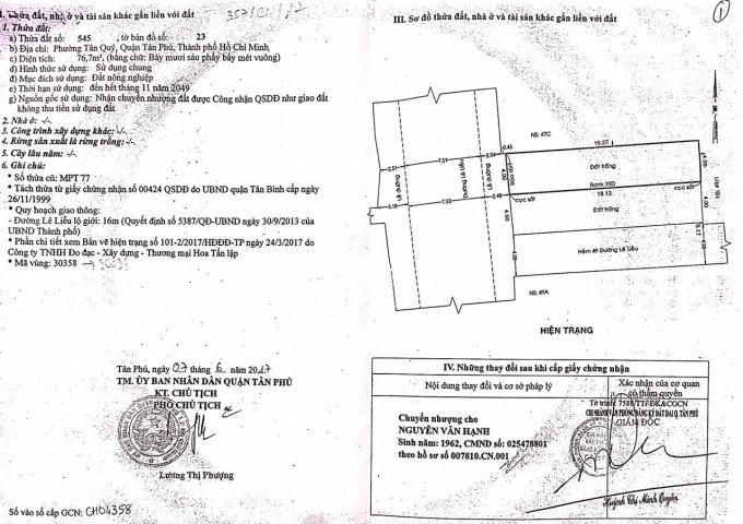 Cần bán nhà mặt tiền Lê Liễu, Tân Phú 8x20m, giá 11,2 tỷ