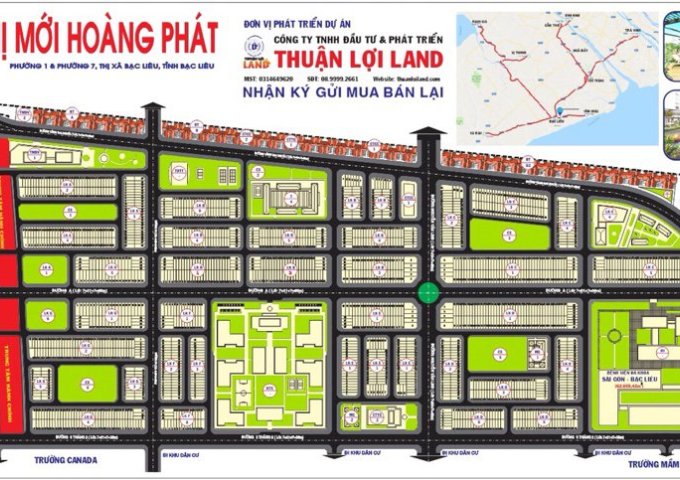 Bán đất nền dự án khu đô thị mới Hoàng Phát,p1, tp Bạc liêu chỉ từ 450 triệu/nền.