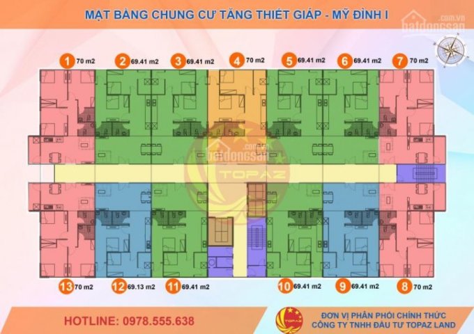 Chủ nhà bán gấp chung cư Tăng Thiết Giáp, căn 1207, DT 70m2, giá bán 20tr/m2. LH 0906237866