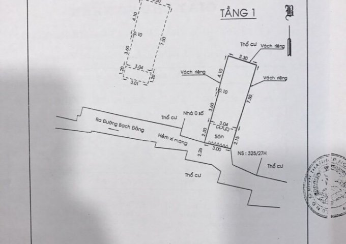 Bán nhà 325/27B Bạch Đằng (3 x 10m) nở hậu, 1 trệt, 1 lầu. Giá 2.75 tỷ