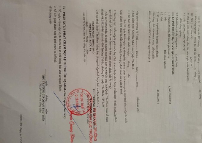 Cần bán nhà MT 614 Âu Cơ đối diện bệnh viện Tân Phú, quận Tân Bình, vị trí đắc địa quận Tân Bình